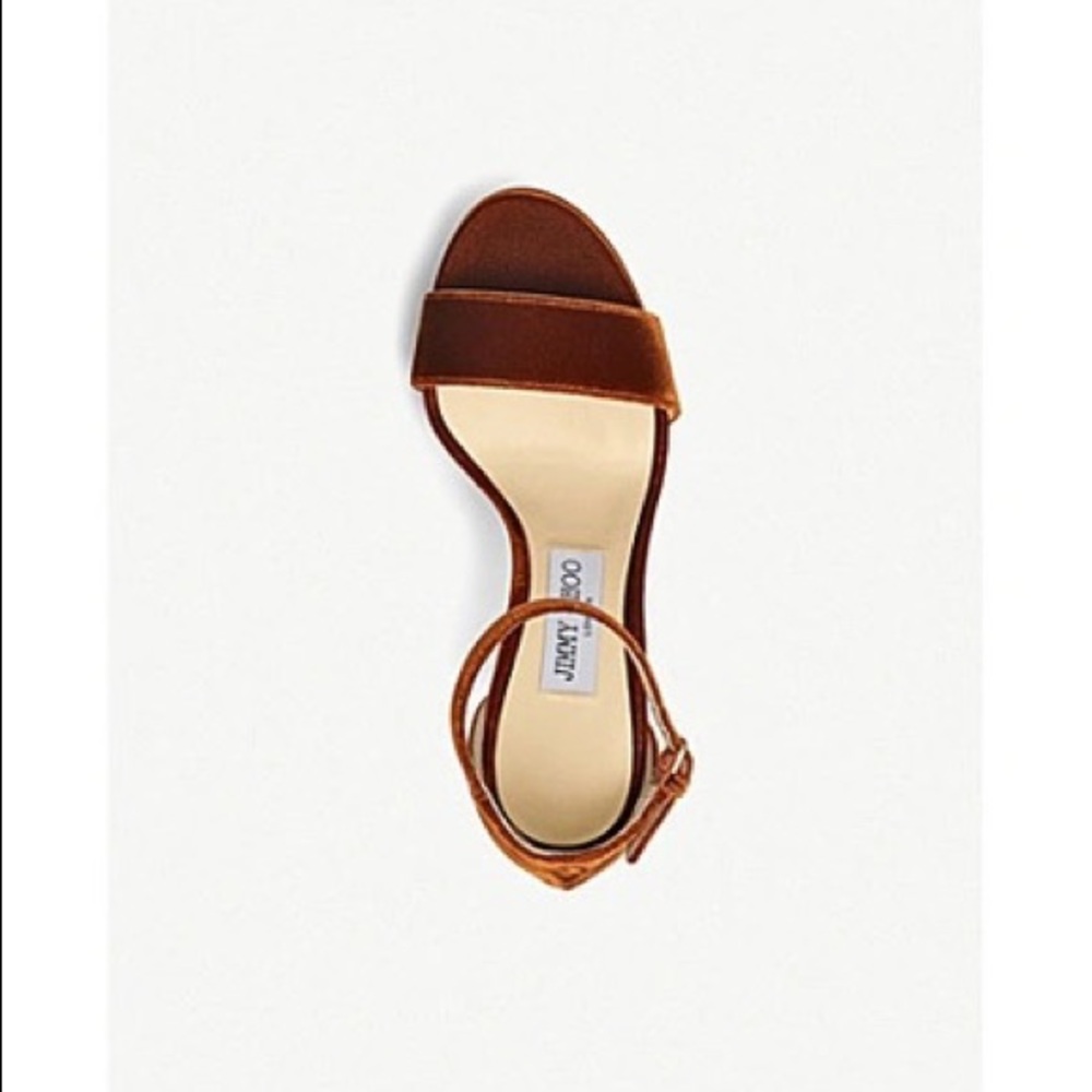 Jimmy Choo Misty 120 Velvet Heeled Sandals In Rust - Picture 3 of 14